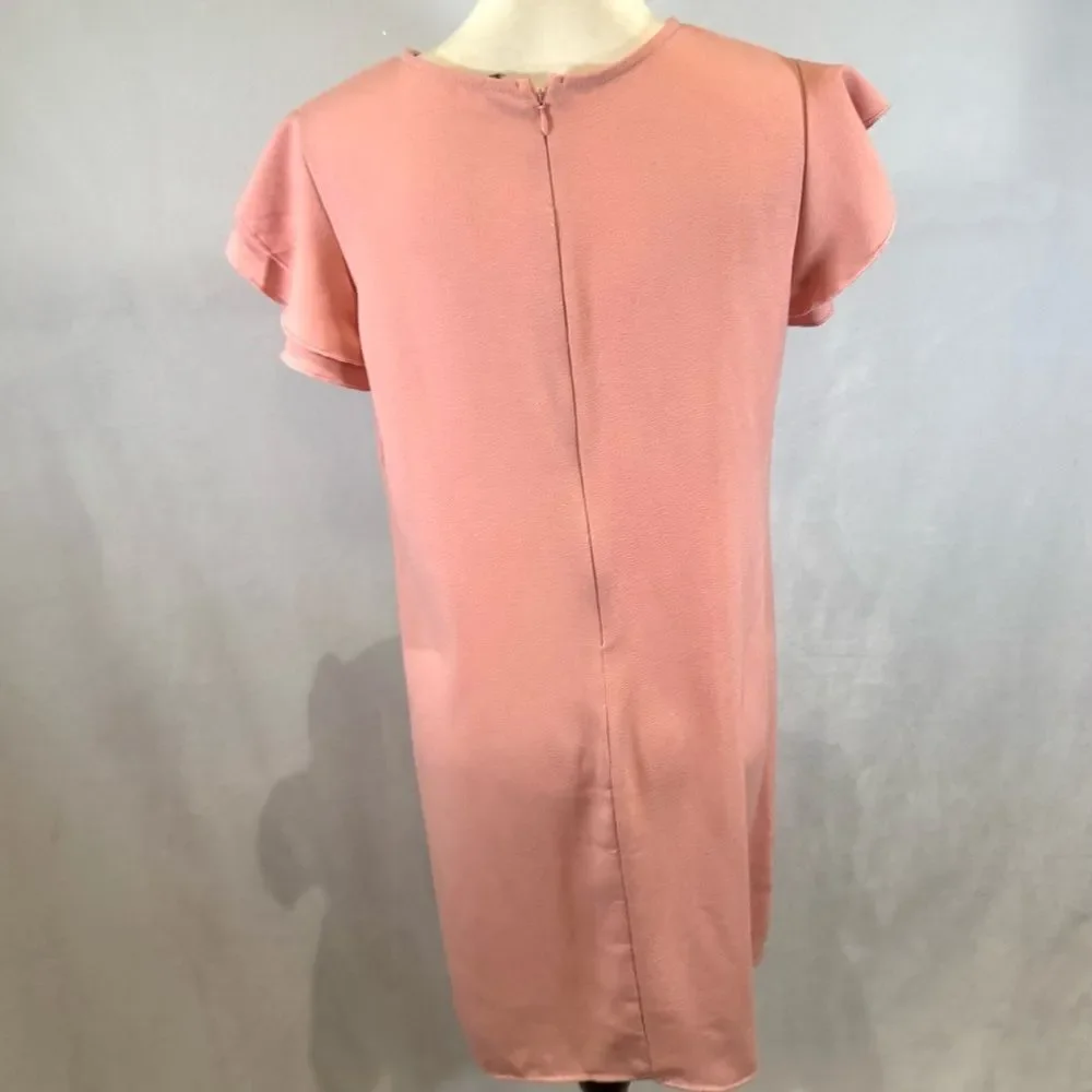 Ces Femme dusty pink double ruffle sleeve shift dress size medium